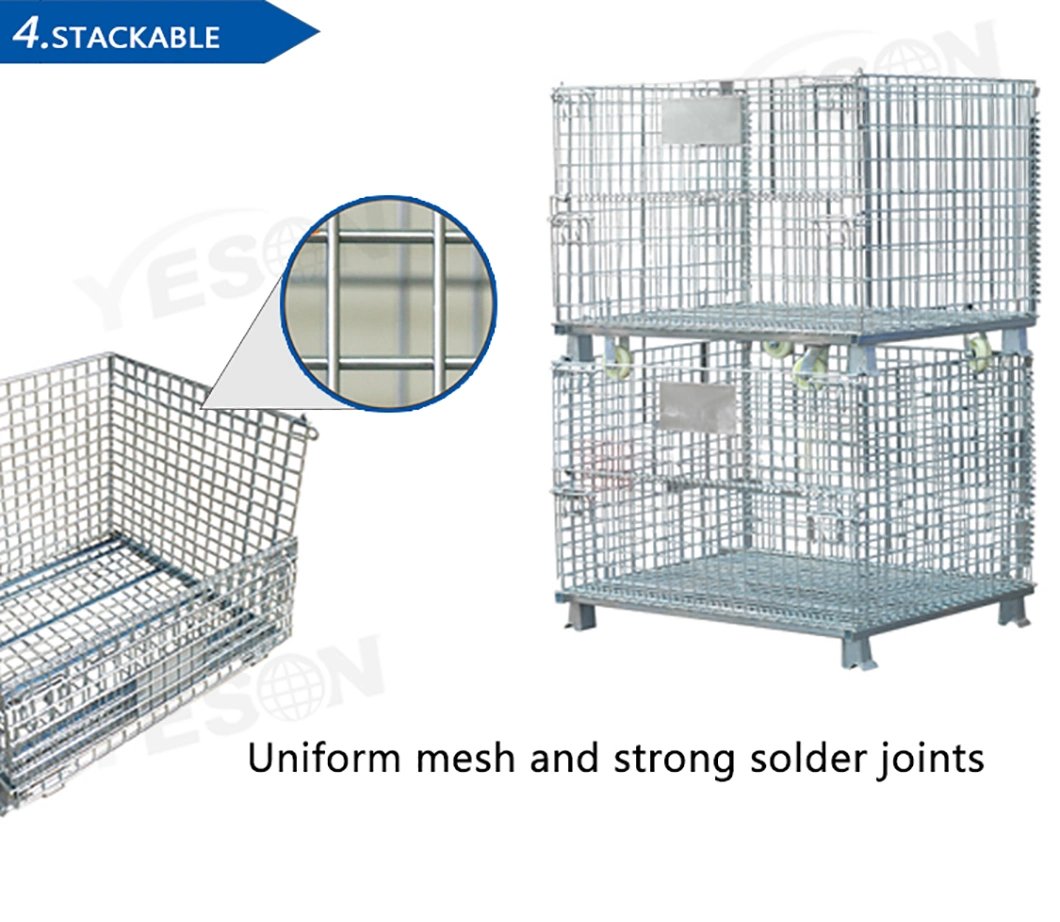 High Quality Storage Stackable Industrial Folding Galvanized Welded Wire Mesh Container